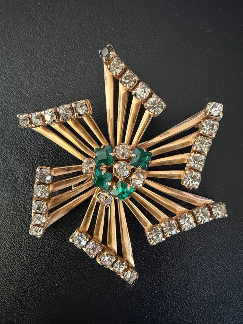 Vintage Gold Crystal Starburst Brooch by M&S - see history below